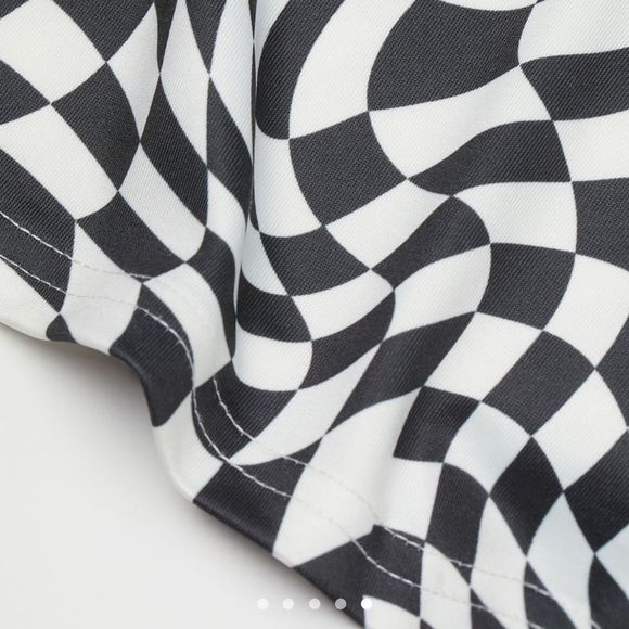NWT H&M fitted dress black and white, small, geometric print, summer, spring - Picture 3 of 4